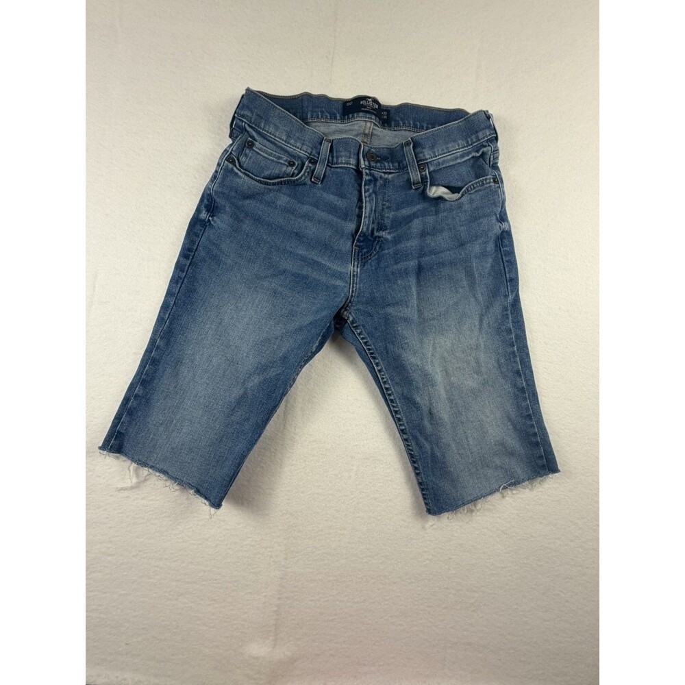 Hollister Men's Epic Flex Jean Shorts Blue Medium Wash Denim 5-Pocket Button. 30
